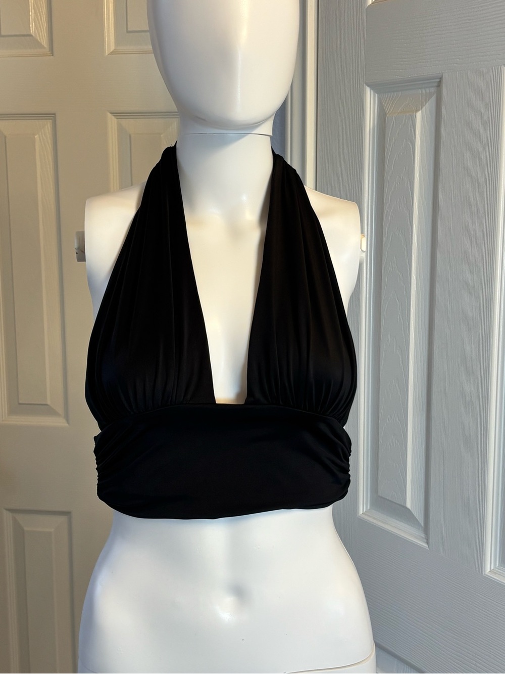 Princess Polly Black Halter Crop Top